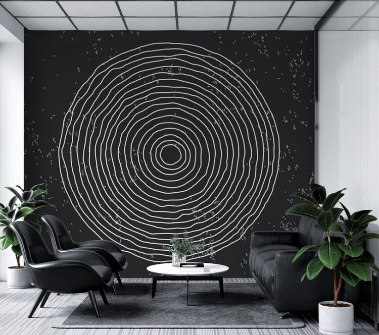 ciekawa fototapeta na ścianie w salonie