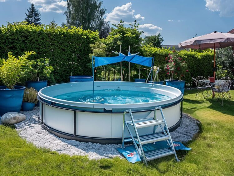 basen ustawiony na piasku i styropianie