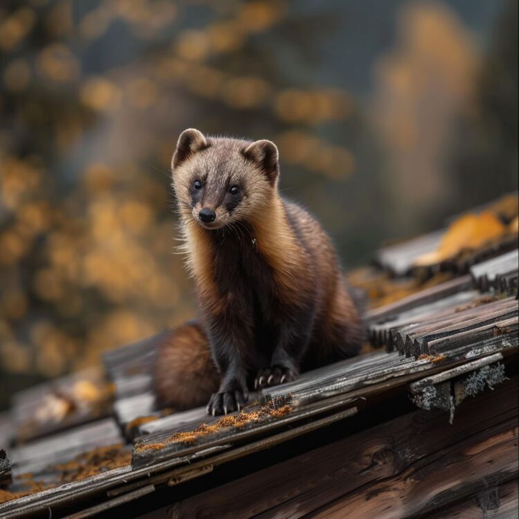kuna spacerująca po dachu