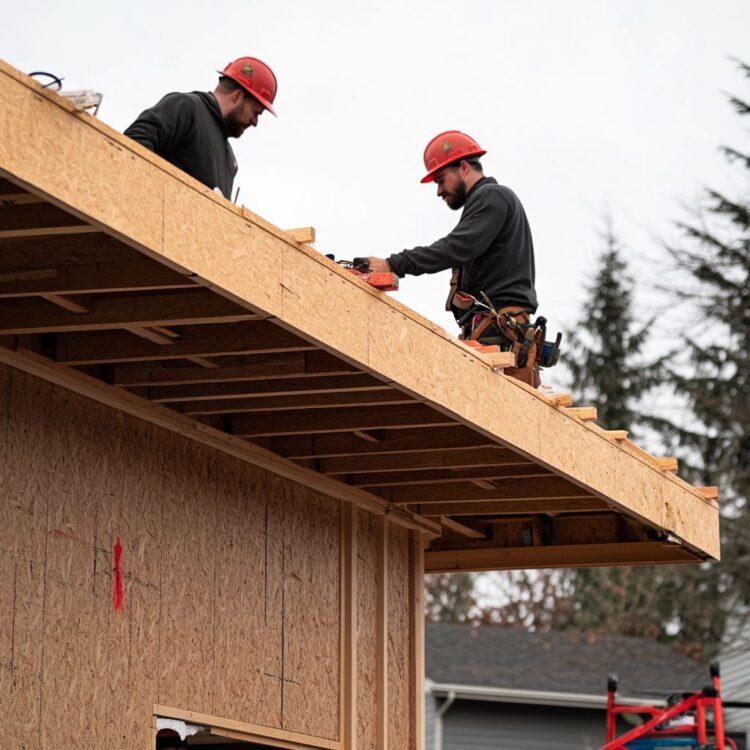 zakładanie podbitki na drewnianej konstrukcji