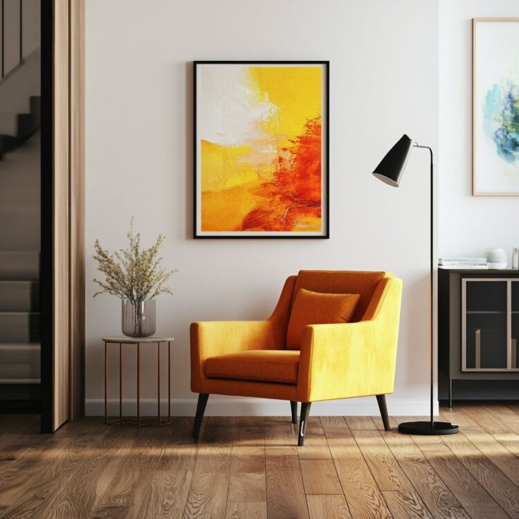 powieszony obraz na ścianie